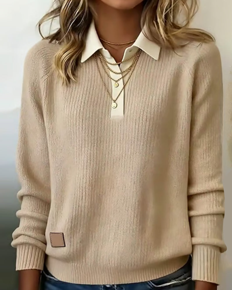 Marilyn | Patchwork Lapel Pullover