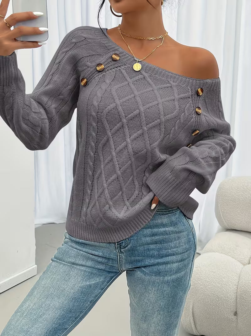 Tessa | Square Neck Cable Knit Sweater