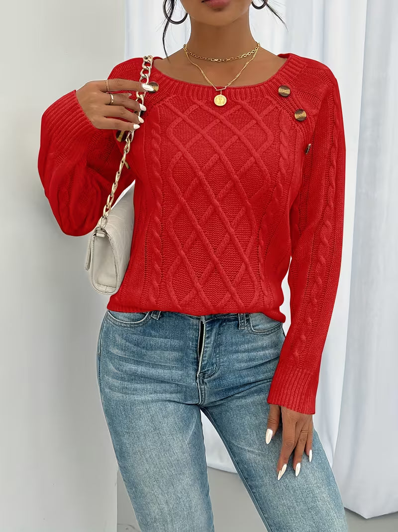 Tessa | Square Neck Cable Knit Sweater