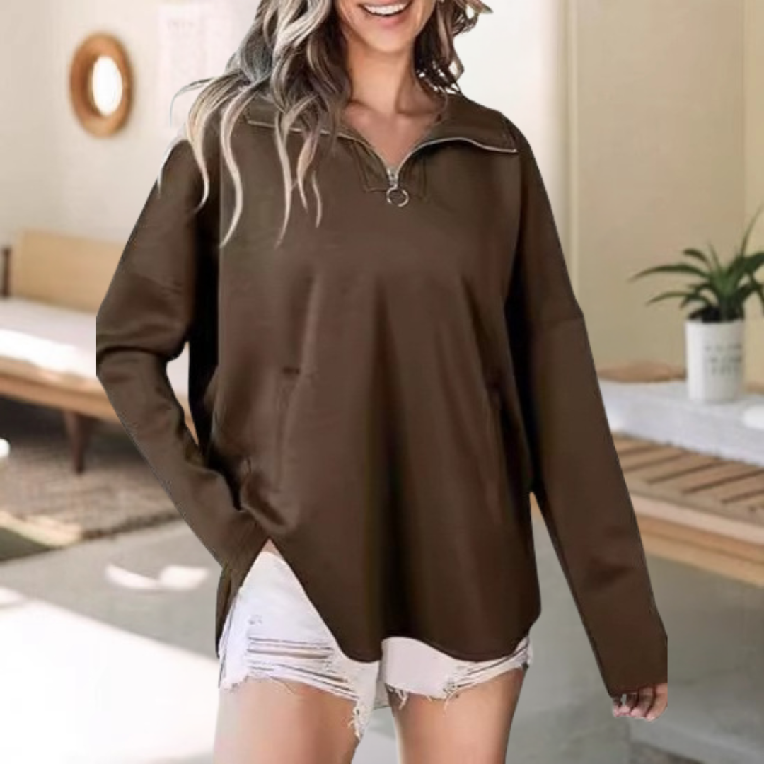 Elara | Zipper Lapel Street Sweatshirt