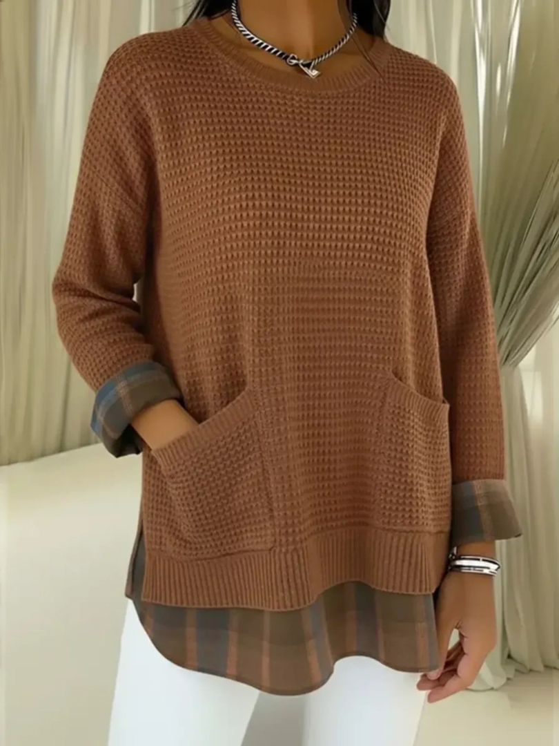 Vionelle | Casual Plaid Pullover Sweater