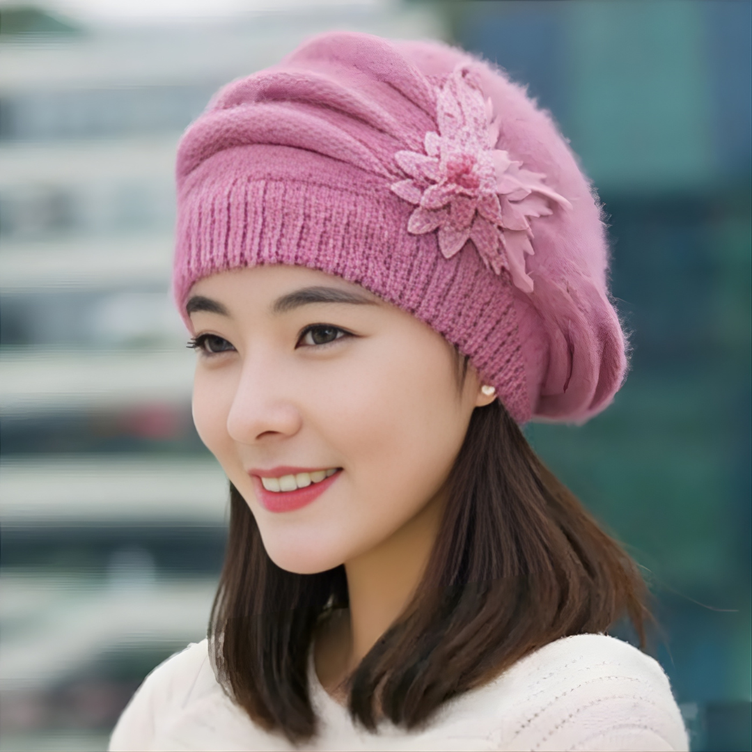 Floreva | Women's Flower Knit Beanie