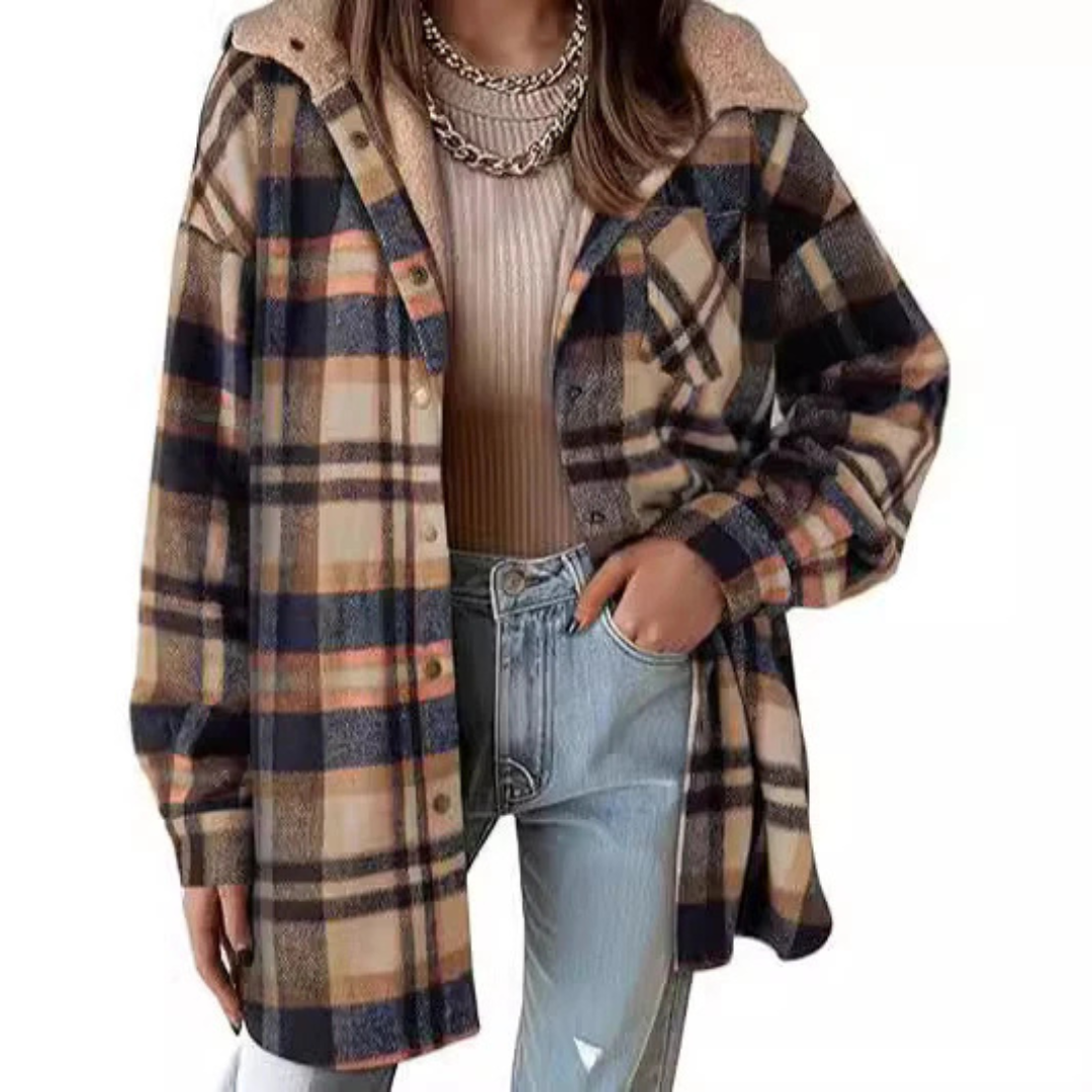 Tallulah | Relaxed Fit Hooded Plaid Jacket