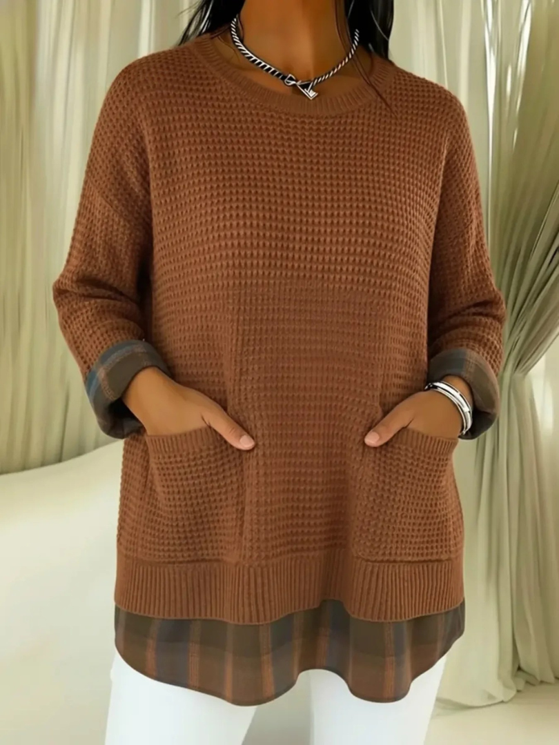 Vionelle | Casual Plaid Pullover Sweater