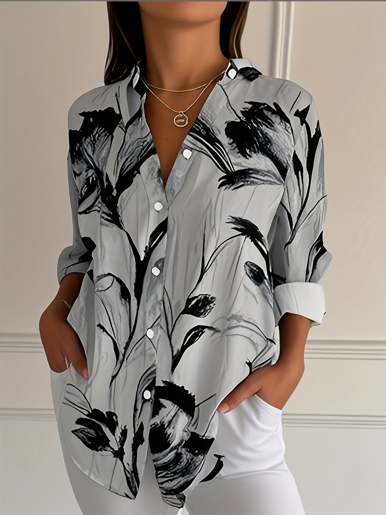 Ulka | Floral Long-Sleeve Button Shirt