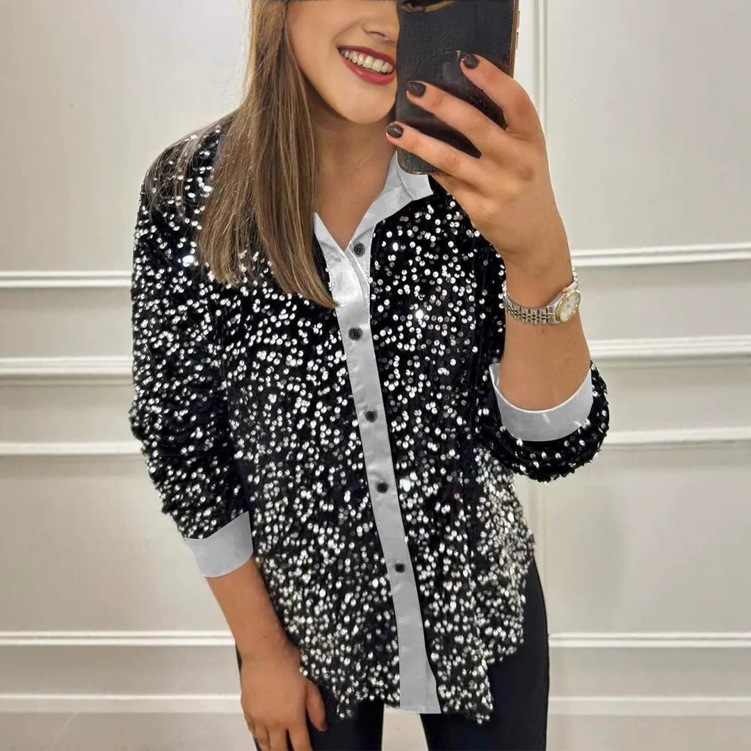 Elena | Sequin Patchwork Shirt