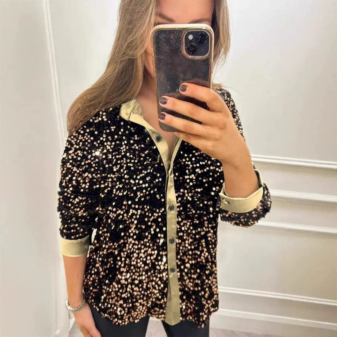 Elena | Sequin Patchwork Shirt