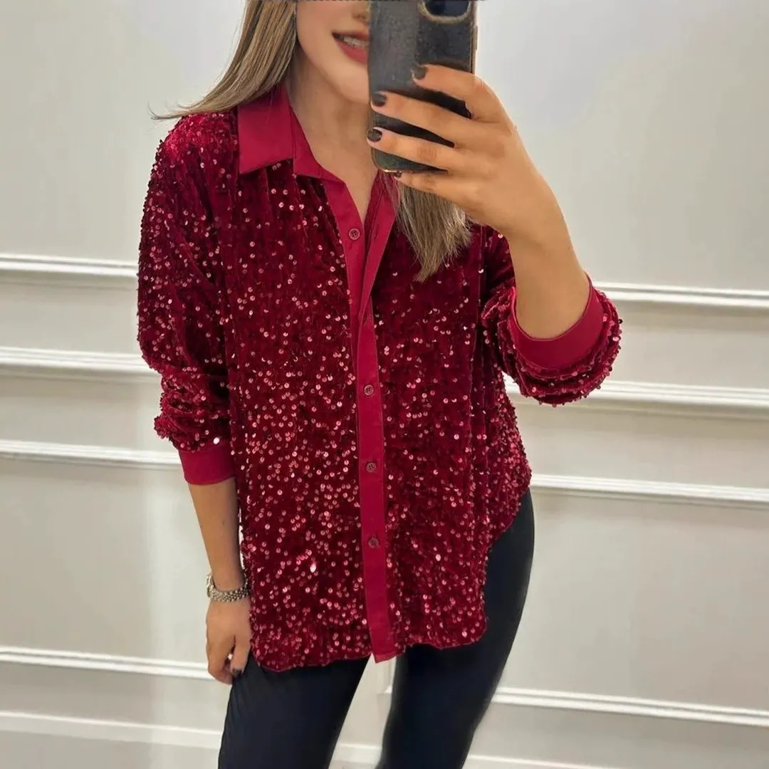 Elena | Sequin Patchwork Shirt