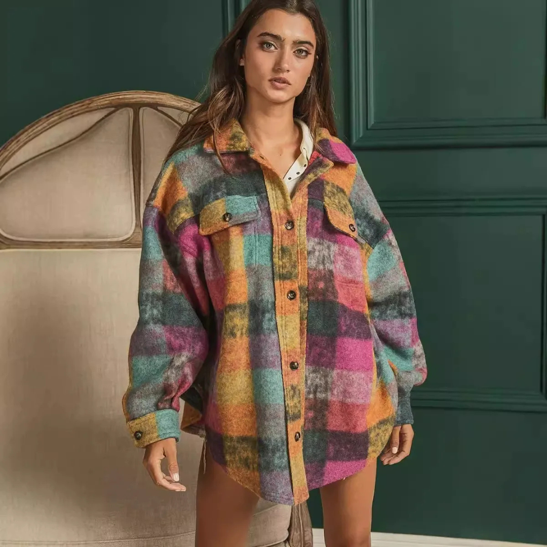 Yancy | Plaid Patchwork Shirt Jacket