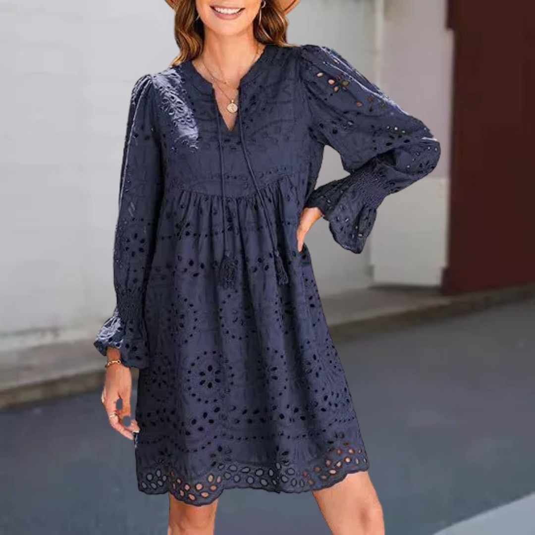 Marianne | Lace Tassel V-Neck Dress