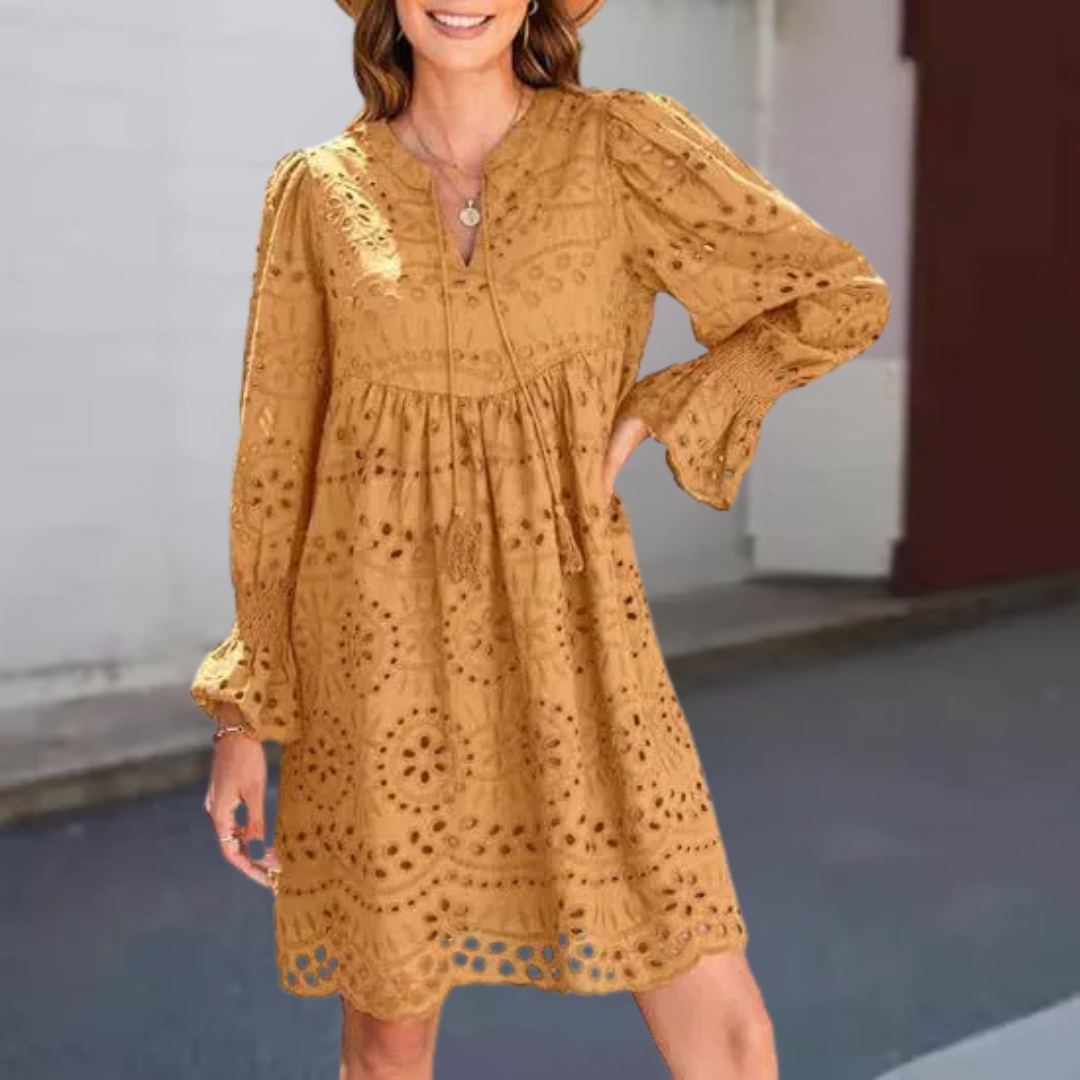 Marianne | Lace Tassel V-Neck Dress