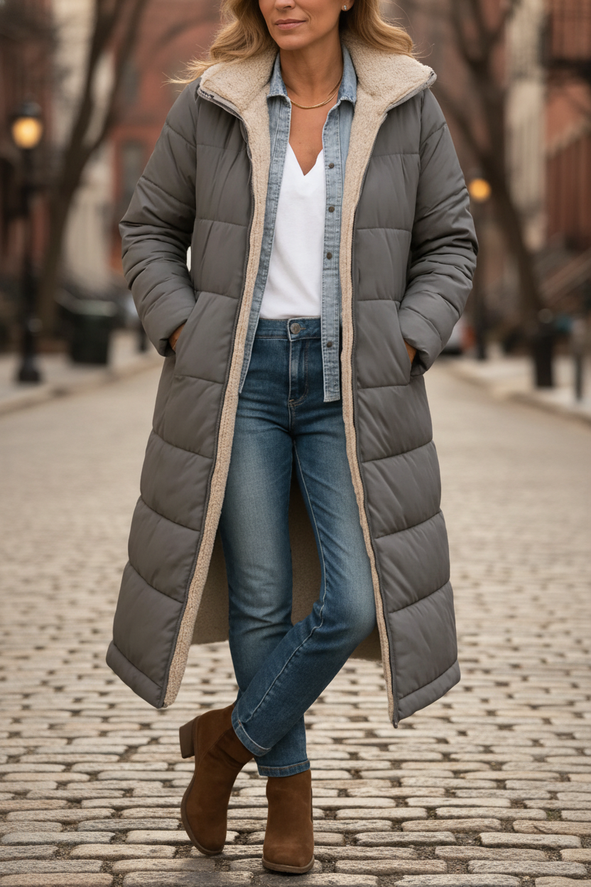 Selena | Long Hooded Quilted Coat