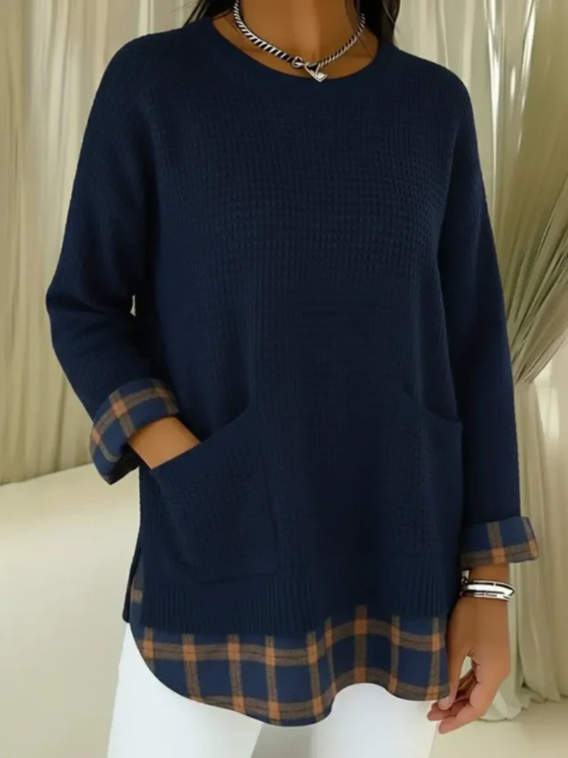 Vionelle | Casual Plaid Pullover Sweater