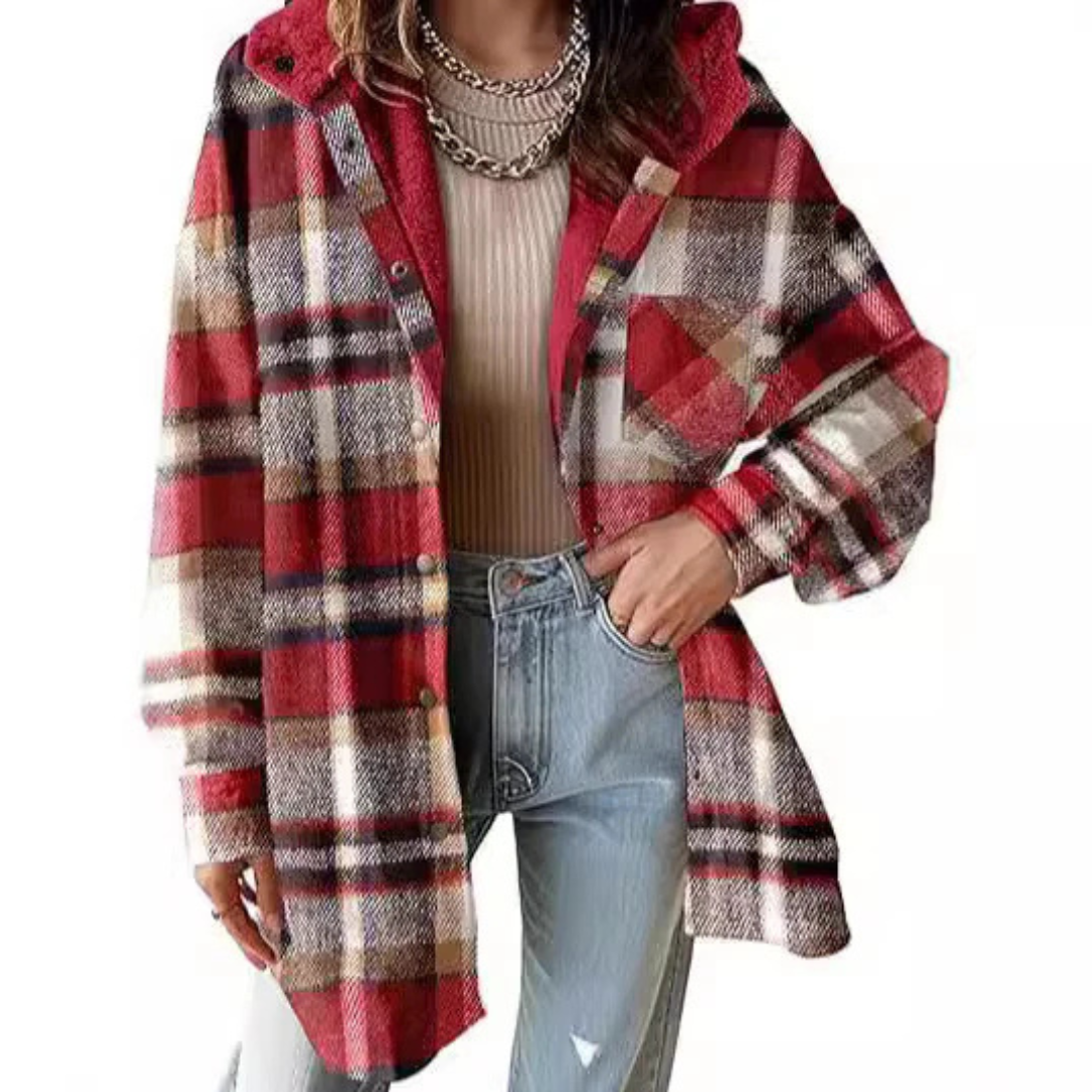 Tallulah | Relaxed Fit Hooded Plaid Jacket