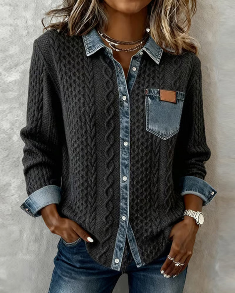 Aubert | Long-Sleeve Denim Blouse