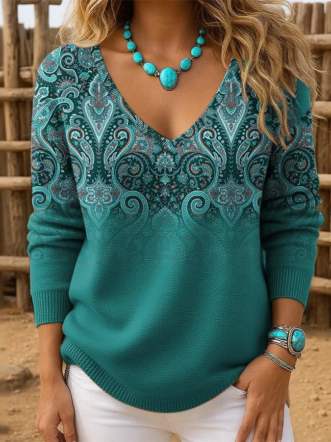 Marla | Printed V-Neck Sweater