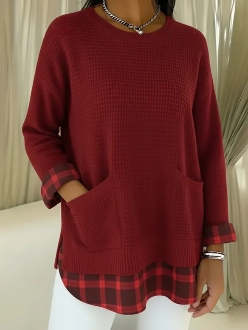 Vionelle | Casual Plaid Pullover Sweater