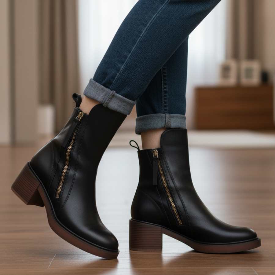 Valorine | Black Leather Boots