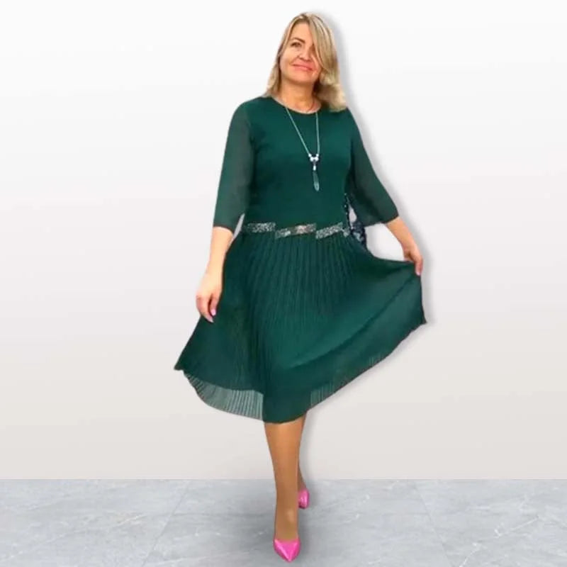 Kristine | Elegant Crew-Neck Midi Dress