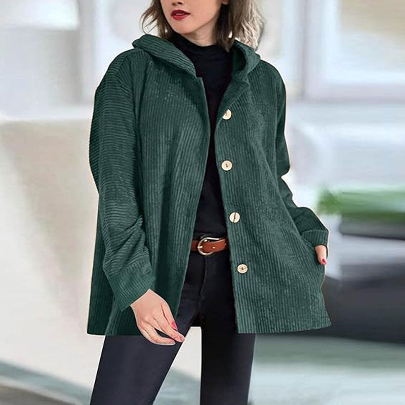 Amber | Casual Corduroy Hooded Jacket