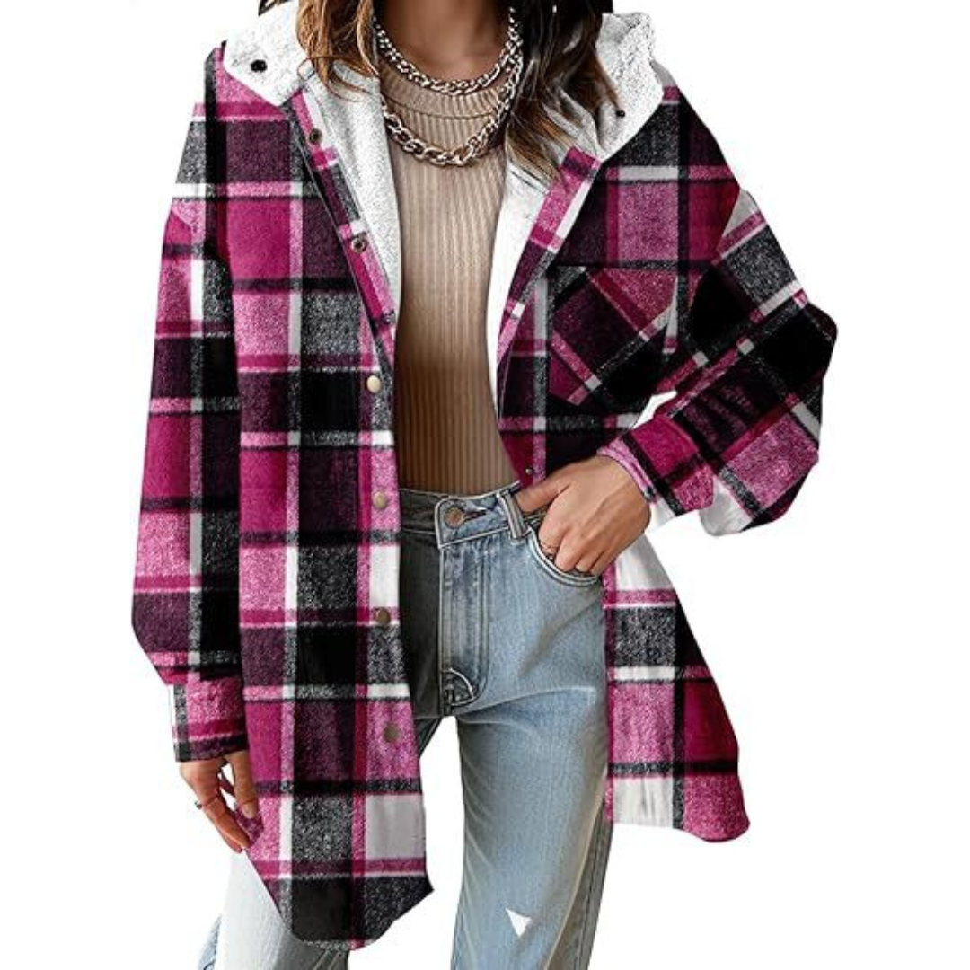Tallulah | Relaxed Fit Hooded Plaid Jacket