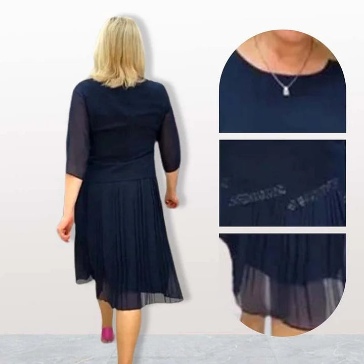 Kristine | Elegant Crew-Neck Midi Dress