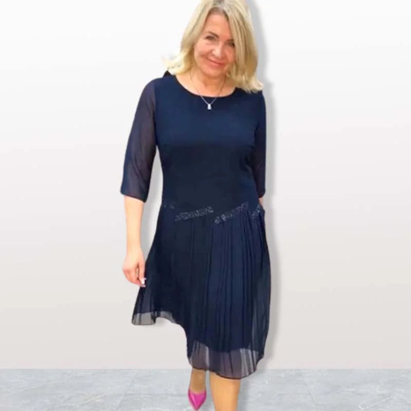 Kristine | Elegant Crew-Neck Midi Dress