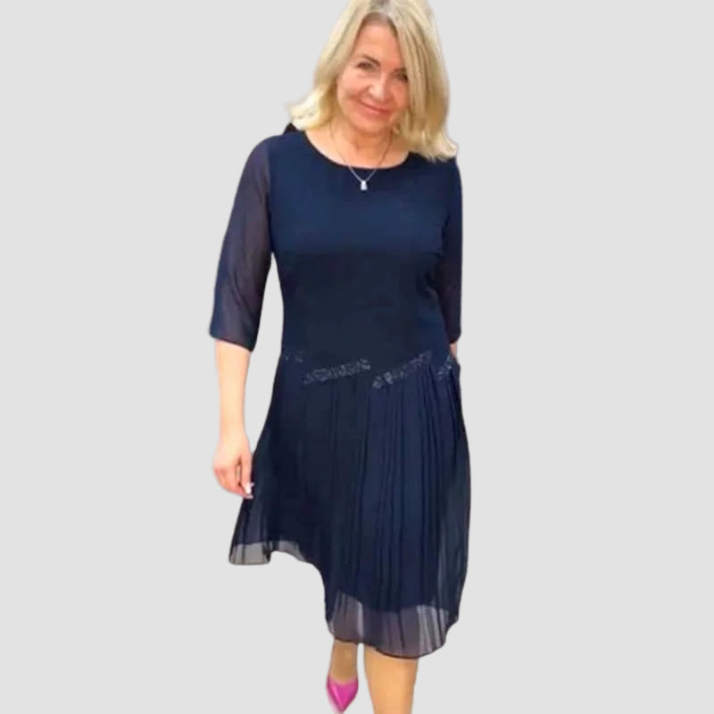 Kristine | Elegant Crew-Neck Midi Dress