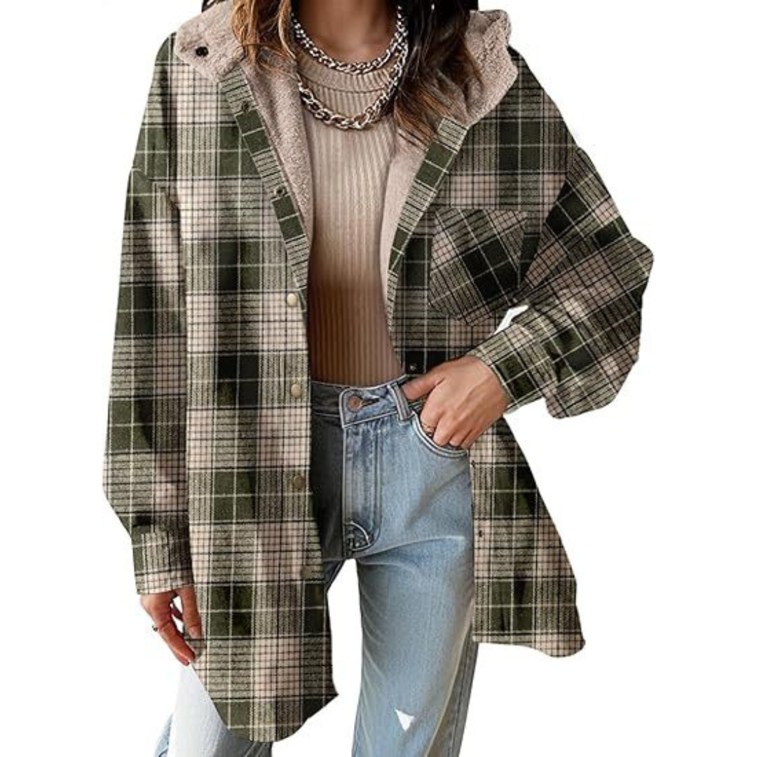Tallulah | Relaxed Fit Hooded Plaid Jacket