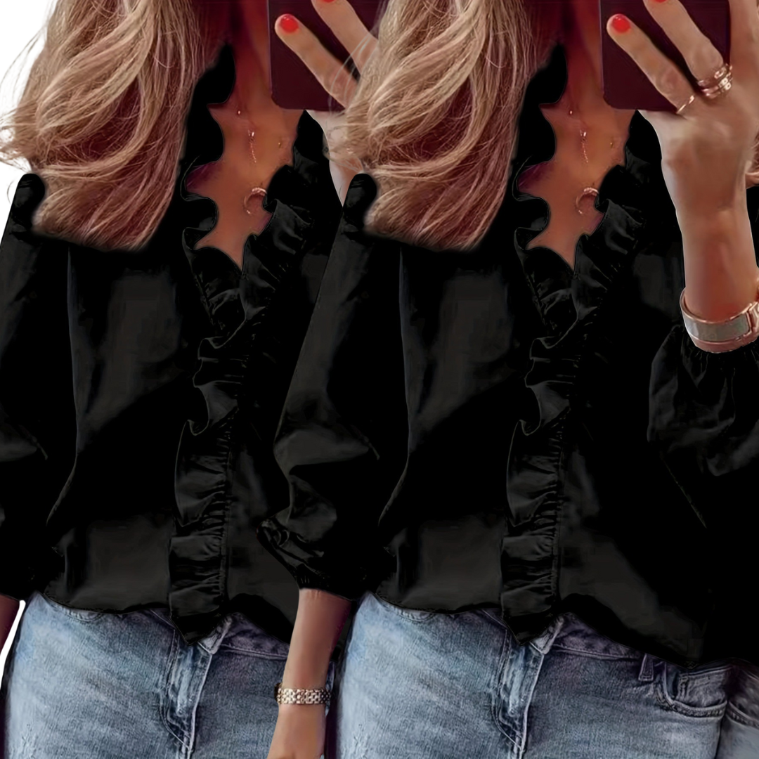Lorelei | Timeless V-Neck Ruffle Blouse