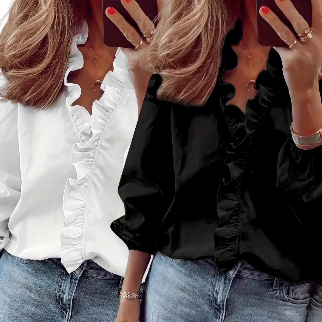 Lorelei | Timeless V-Neck Ruffle Blouse