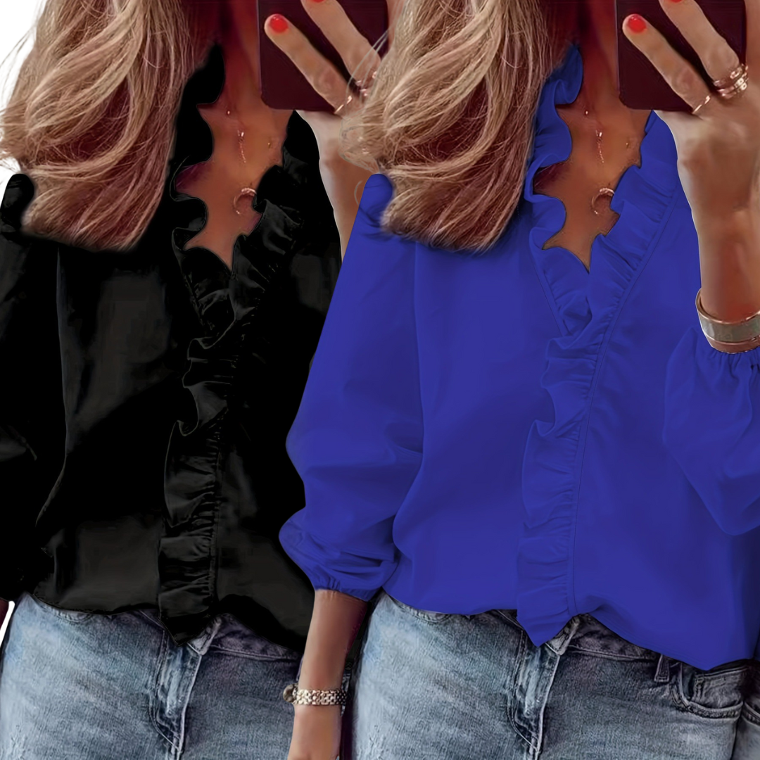 Lorelei | Timeless V-Neck Ruffle Blouse