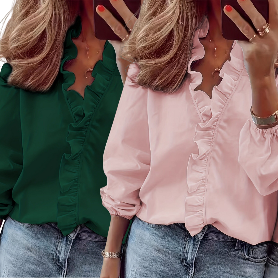 Lorelei | Timeless V-Neck Ruffle Blouse