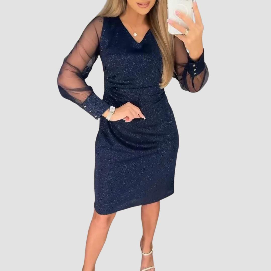 Irisa | Sparkling Patchwork Midi Dress