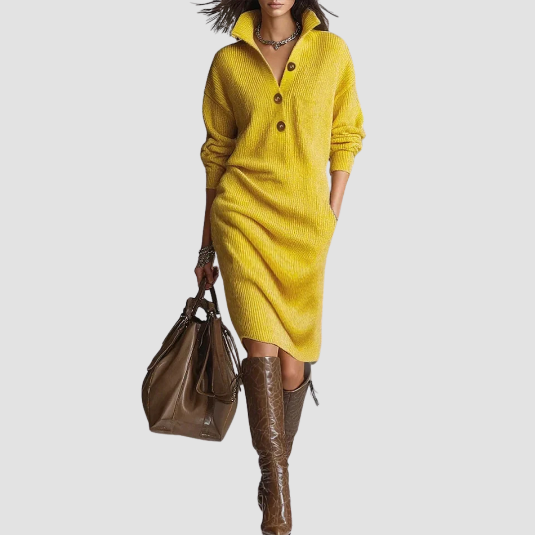 Tessa | Knit Dress with Collar & Buttons