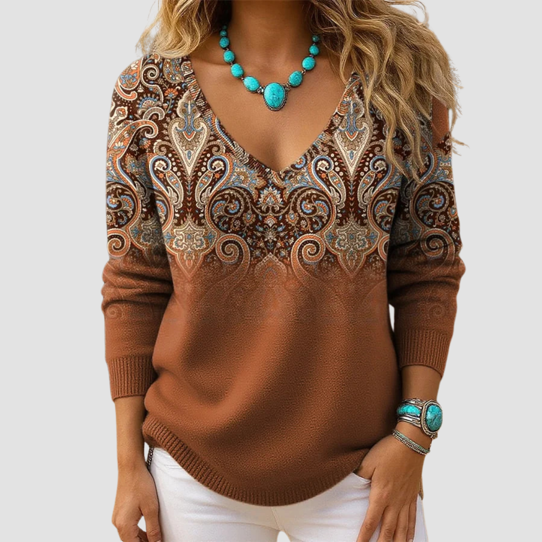 Marla | Printed V-Neck Sweater