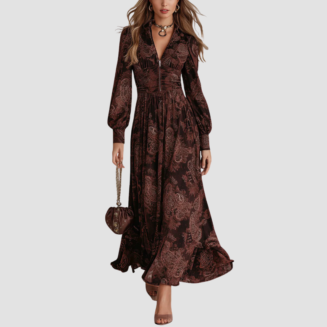 Orlena | Boho Zippered Maxi Dress