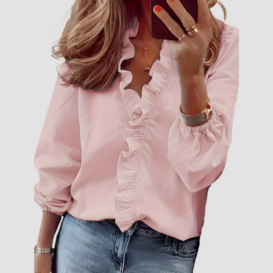 Lorelei | Timeless V-Neck Ruffle Blouse