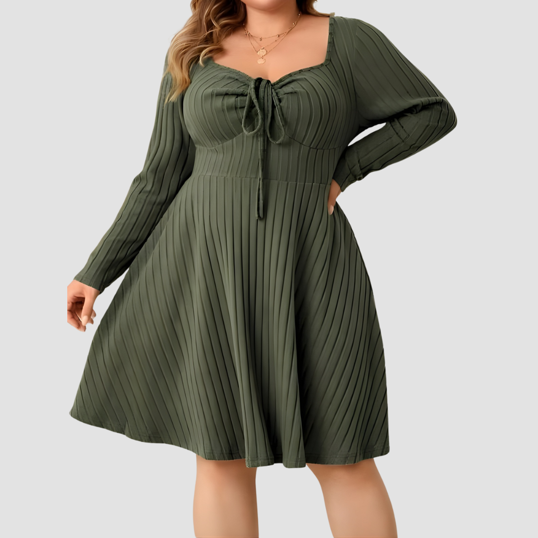 Kate | Ribbed Sweetheart Neck A-Line Dress