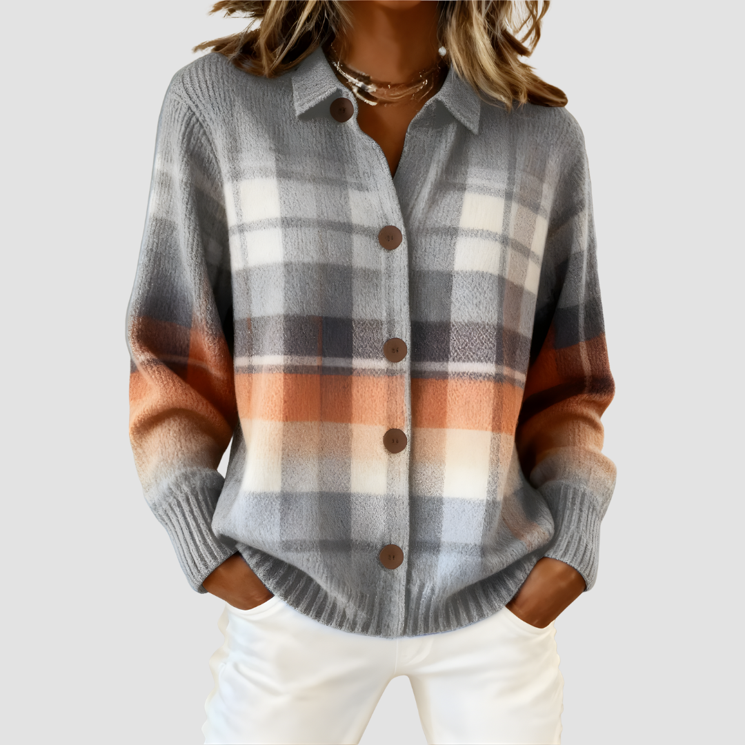 Elena | Checked Knitted Blouse