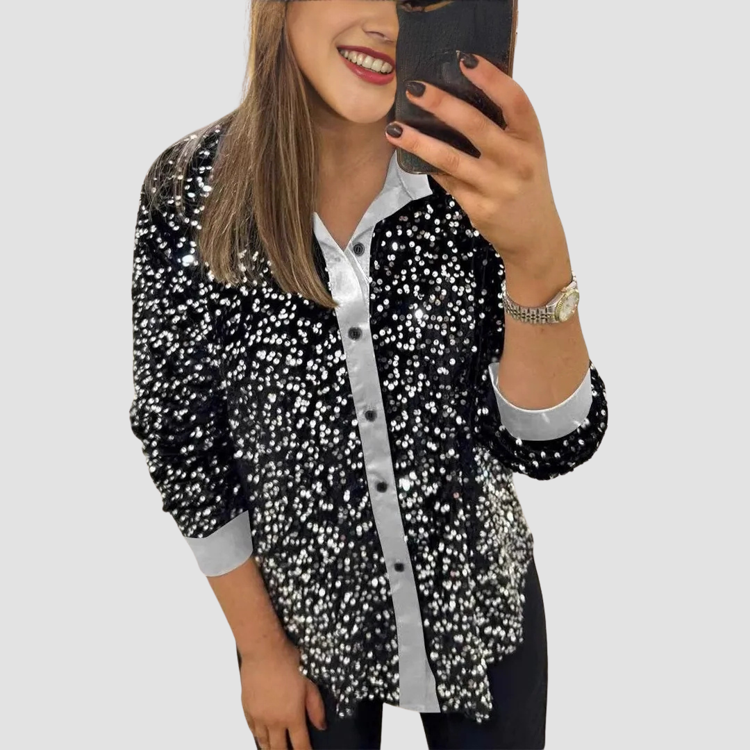 Elena | Sequin Patchwork Shirt
