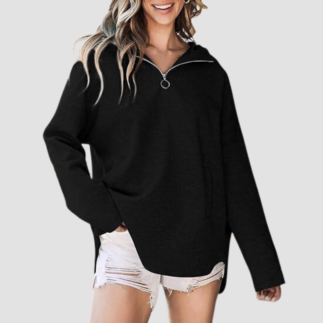 Elara | Zipper Lapel Street Sweatshirt