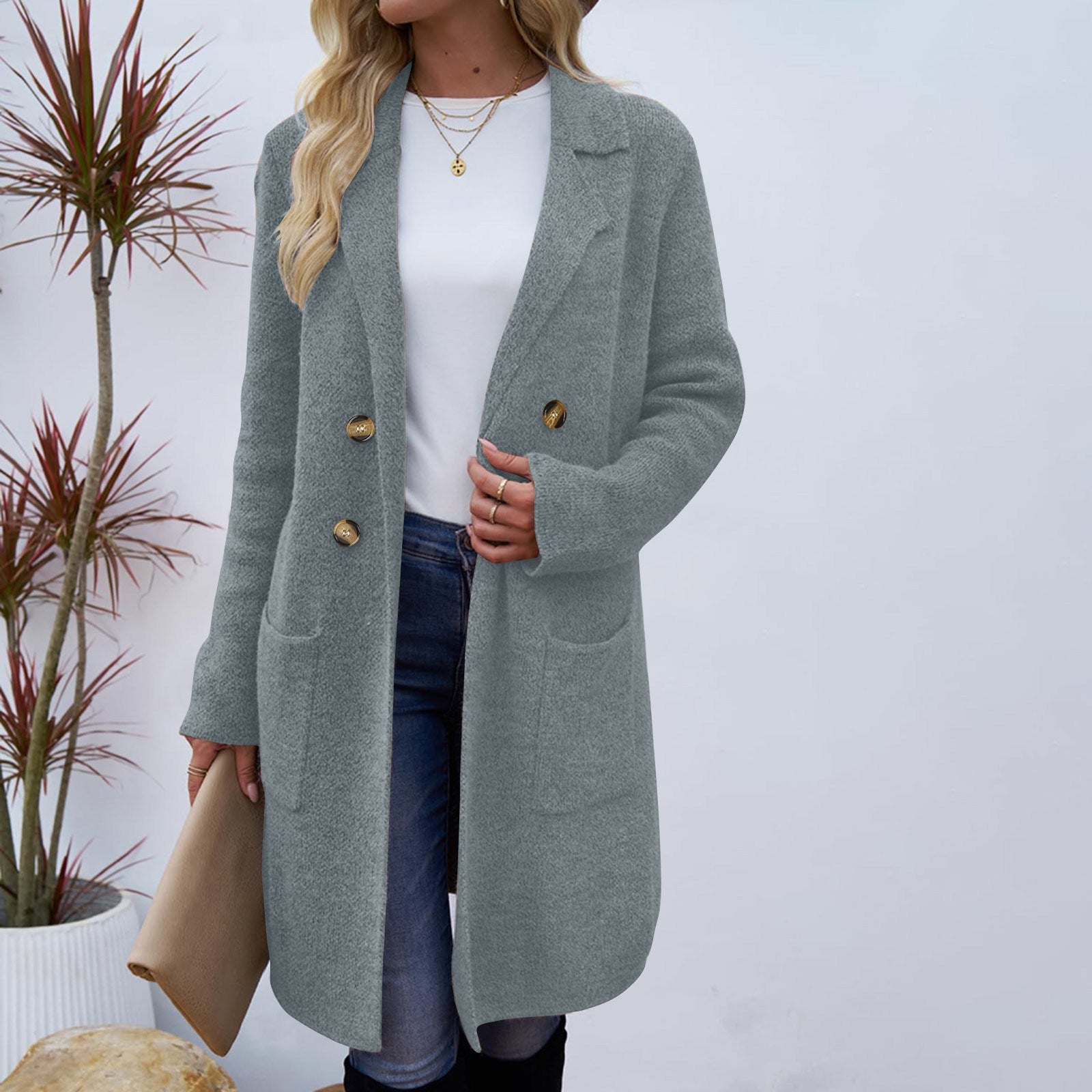 Zahra | Casual Long Sleeve Mid-Length Coat