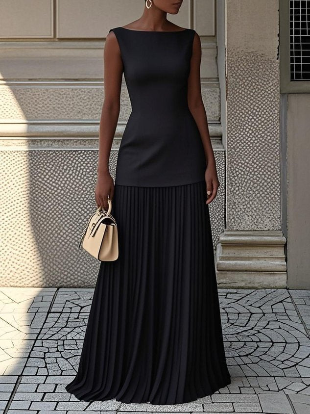 Serena | Refined Pleated Maxi Dress