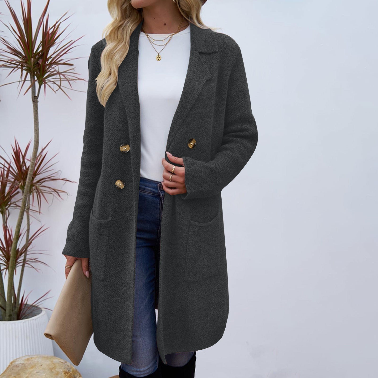 Zahra | Casual Long Sleeve Mid-Length Coat