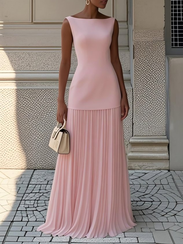 Serena | Refined Pleated Maxi Dress