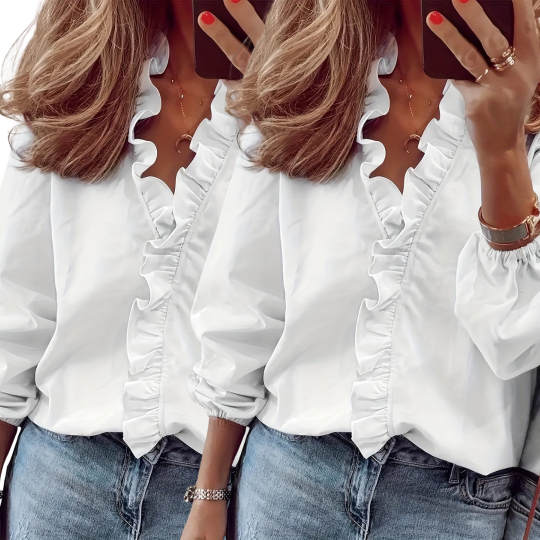 Lorelei | Timeless V-Neck Ruffle Blouse