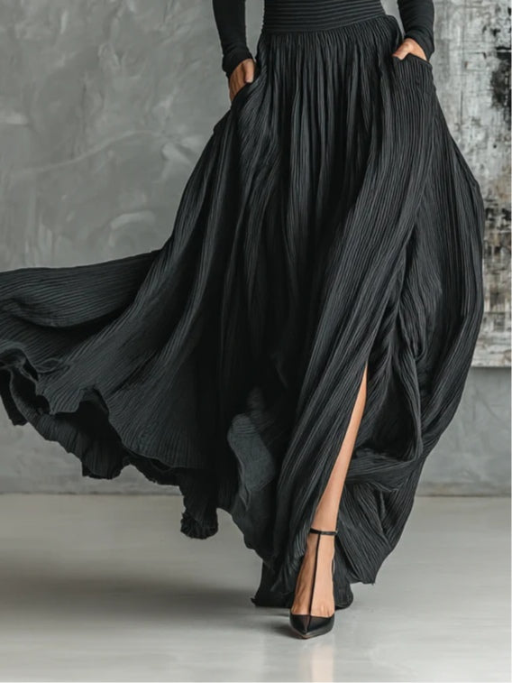 Cybele | Black Turtleneck & Pleated Skirt Set