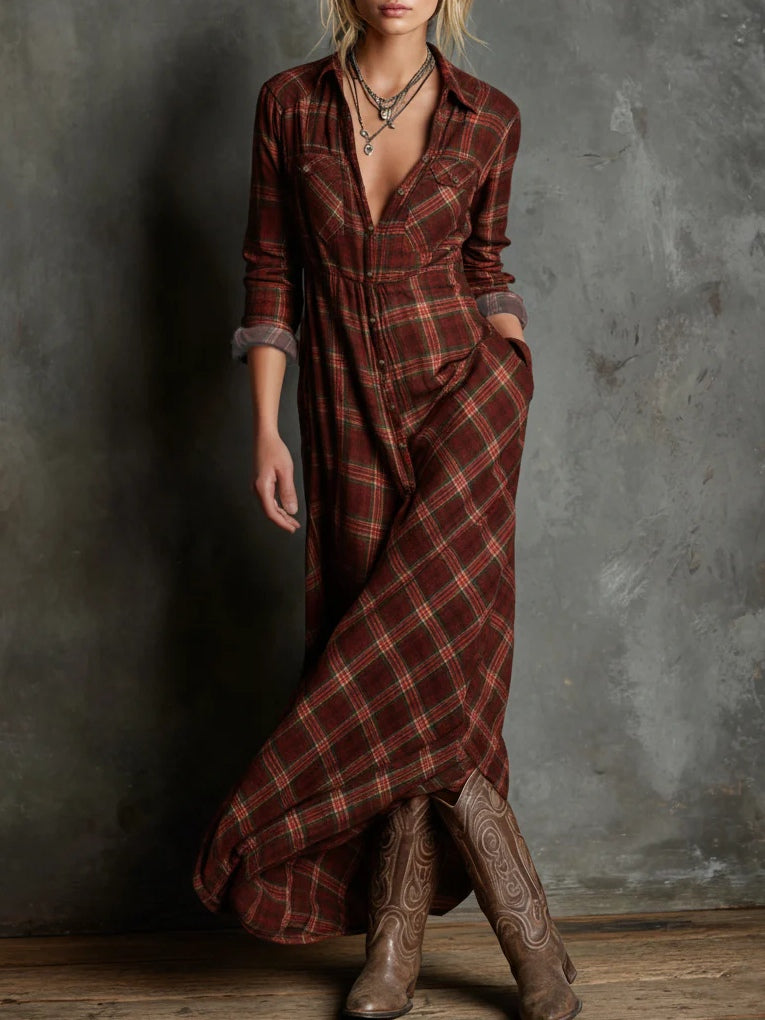Nerissa | Refined Plaid Maxi Dress