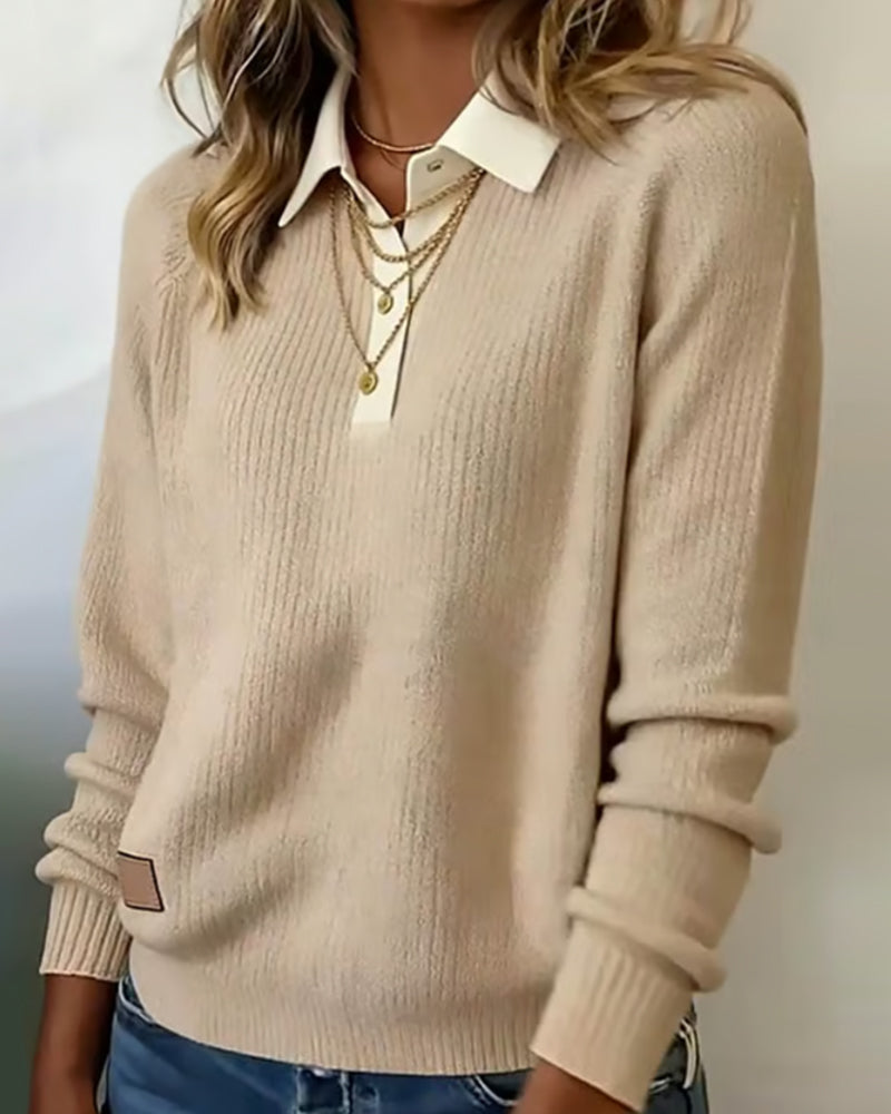 Marilyn | Patchwork Lapel Pullover